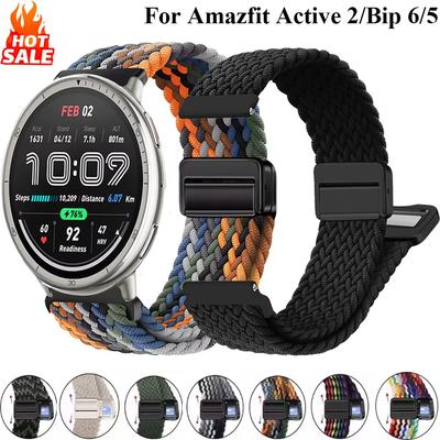 Bracelet Tressé en Nylon 20mm 22mm Pour Amazfit Active 2/GTS 4 Mini Bracelet de Montre Magnétique Amazfit Bip 6 5 GTR 4/Balance Bracelet