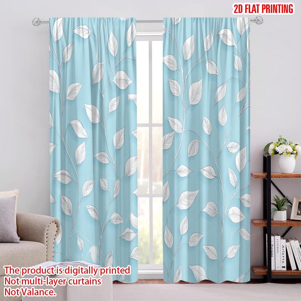 

2pcs,2D plane printing Curtains&Window Treatment Blue Leafy Vine Design Polyester (without rod) Outdoor Decorations Ldeal for 52.50 × 116.00 cm 2 pcs