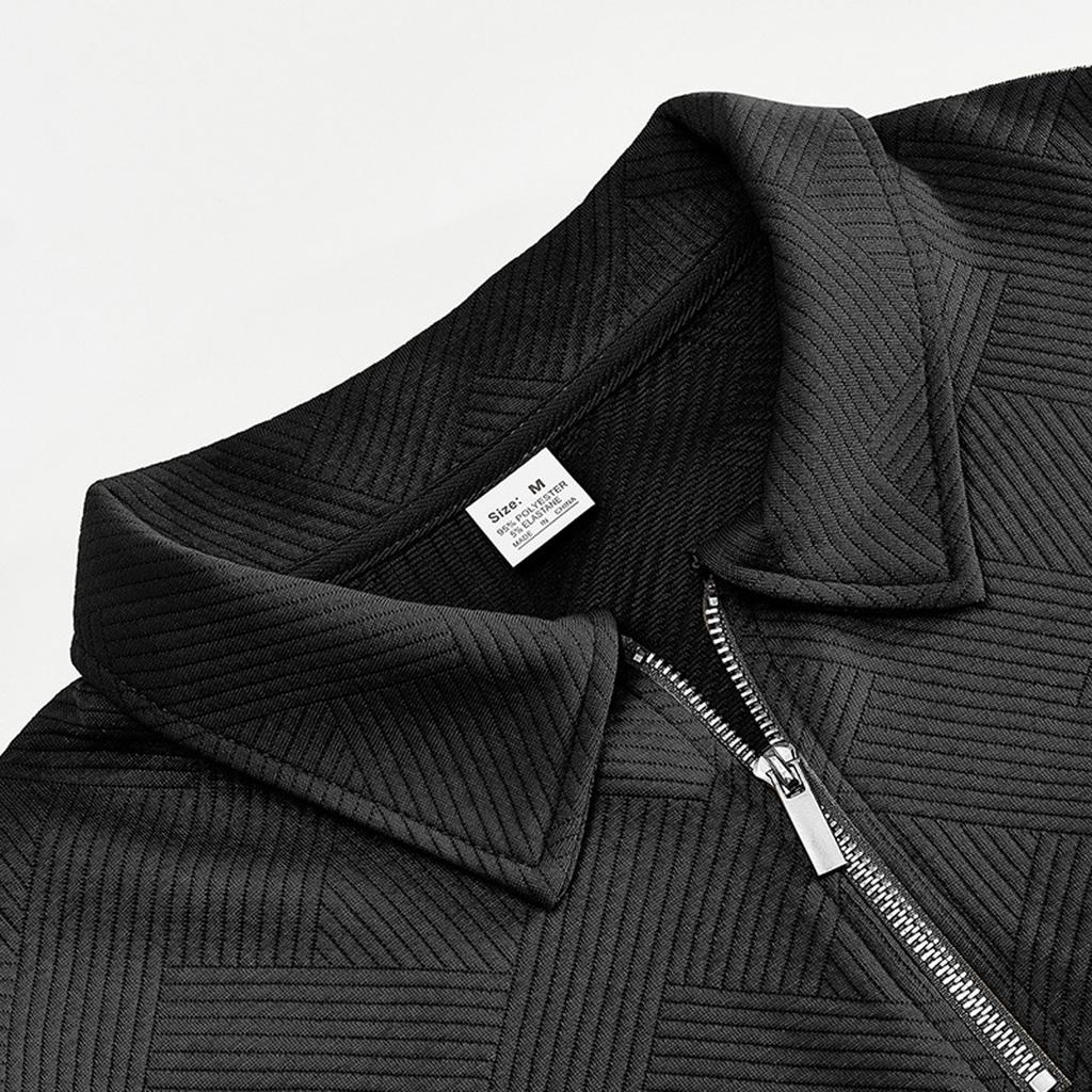 Men'S Long Sleeved Zipper Collar Shirt, Fashionable And Casual Lapel Top