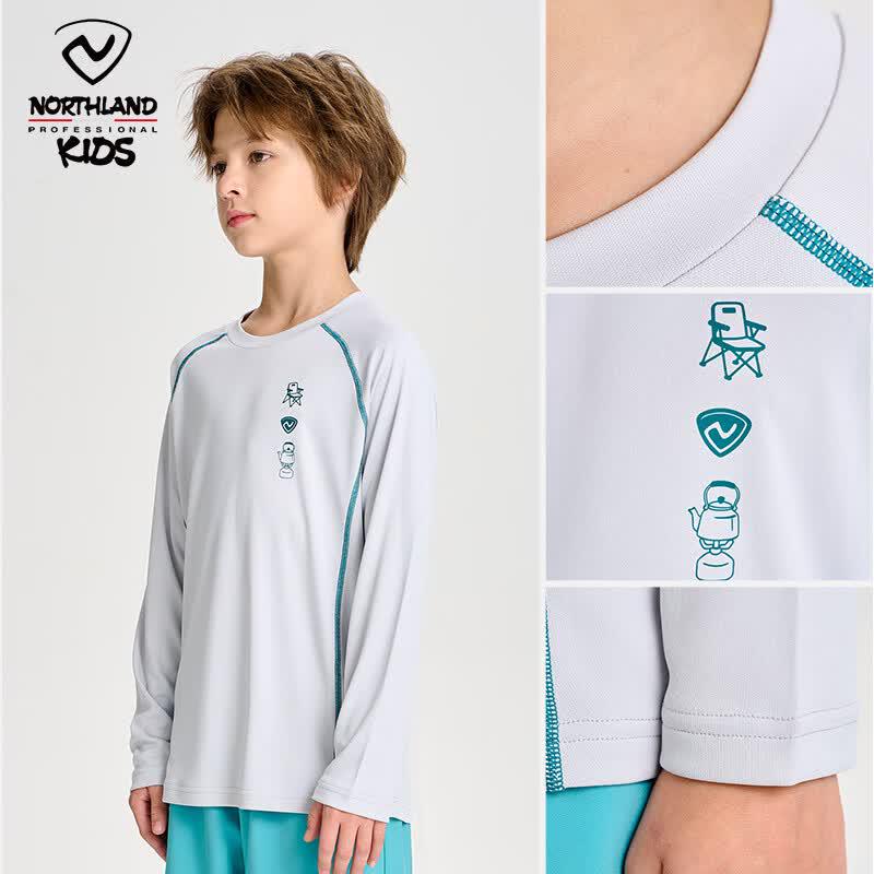 NORTHLAND Kids' Quick-Dry Long-Sleeve Training T-Shirt