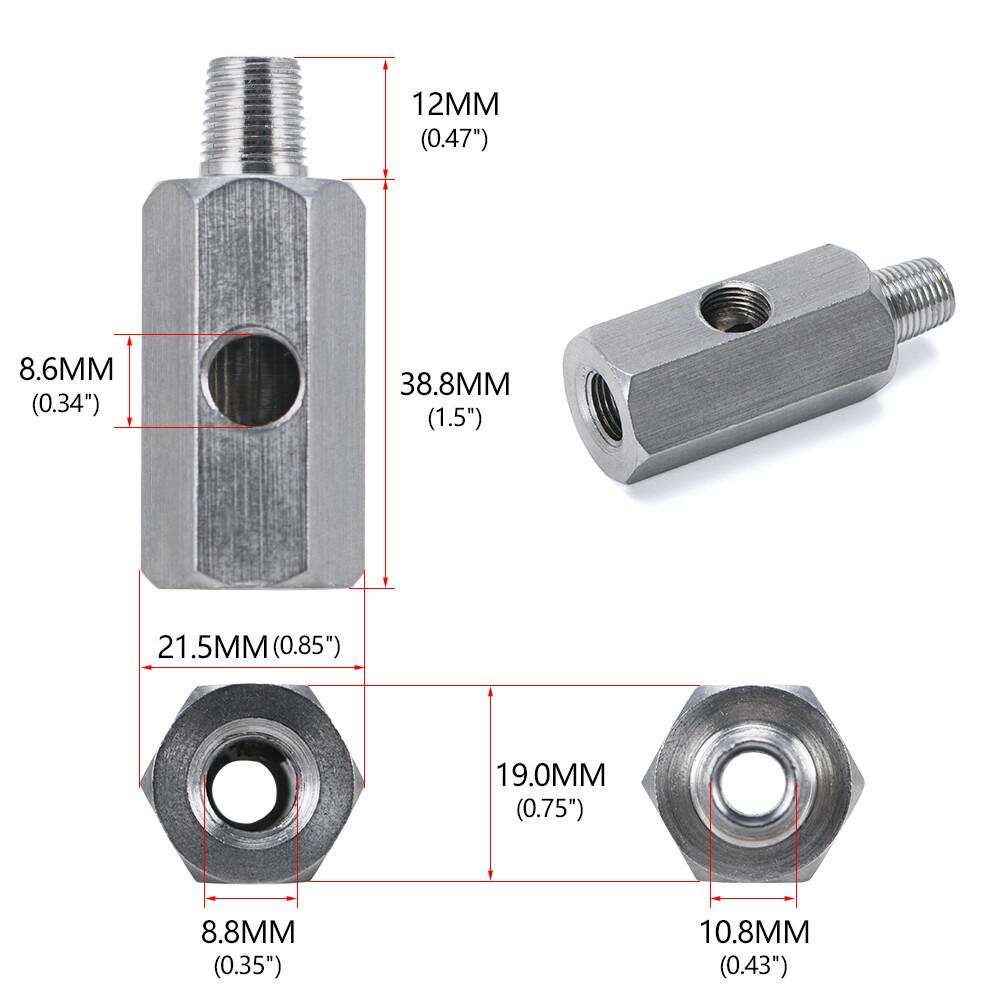 1/8" NPT Oil Pressure Sensor Tee To 1/8''NPT Turbocharger Connector Adapter