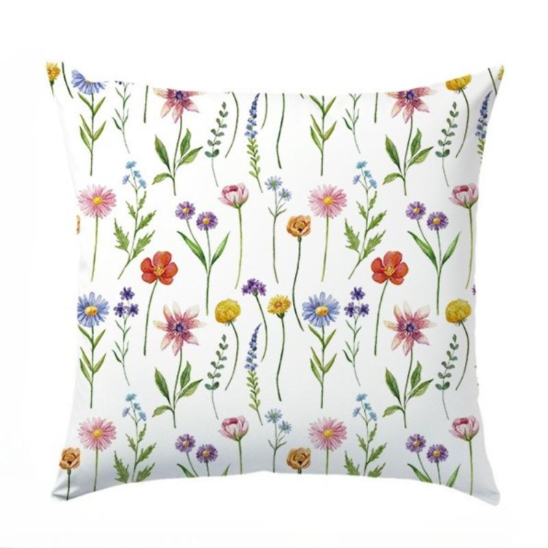 Spring Single Sided Printed Throw Pillow Covers Watercolor Daisy Text Home Living Room Bedroom Outdoor Decor Floral Cushion Case
