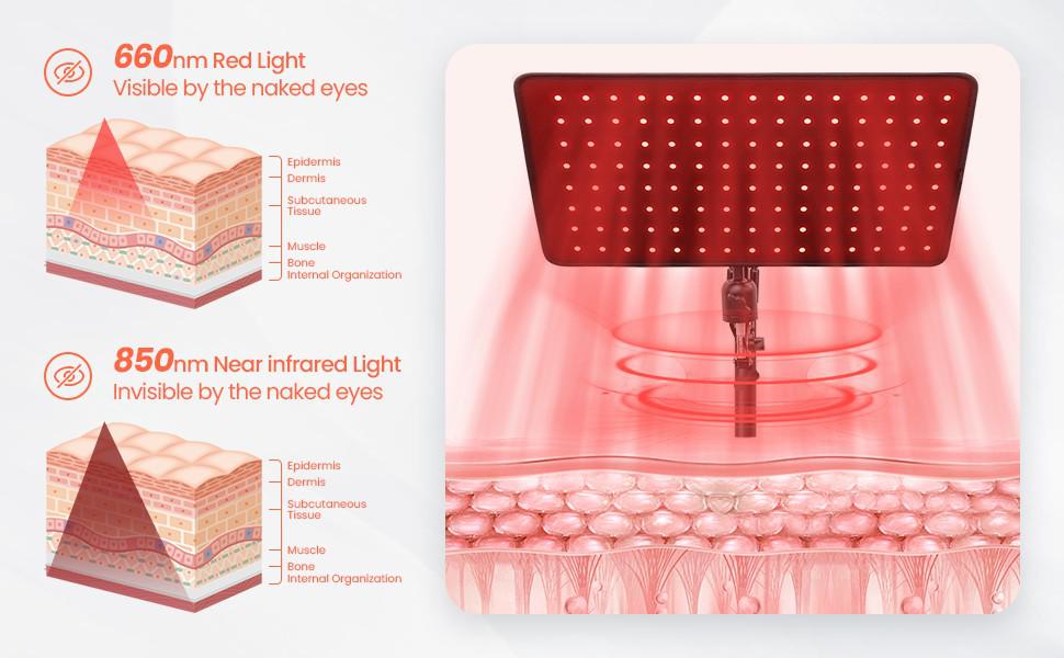 Infrared LED Panel Light for Home or Salon - 660nm+850nm Spectrum Red Light Therapy Lamp with Stand