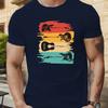 Men Summer Cotton T-Shirt with Colorful Guitar Silhouette Design Crew Neck Regular Fit Men Clothing Comfortable
