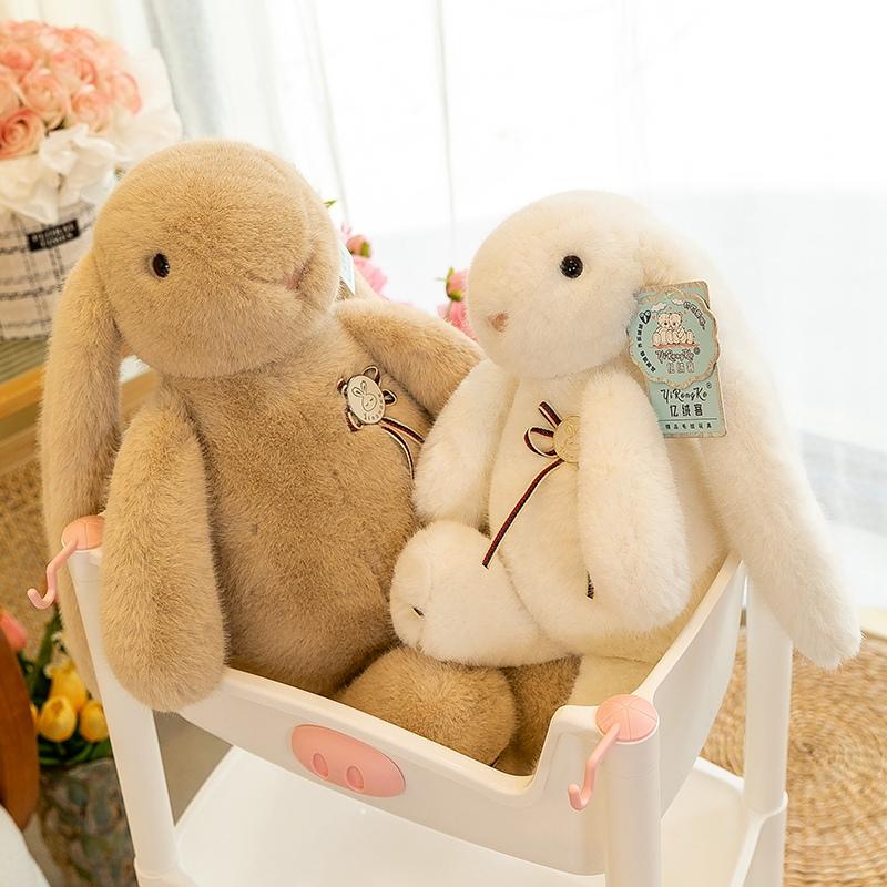 30-65cm Cartoon High Quality Rabbit Animal Stuffed Pink Brown White Long Ears Rabbit Plush Doll Soothing Animal Gift For Girls