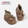 2025 Winter Baby Girl Plush Cotton Shoes with Bowknot: Soft Sole, Velvet Fur, Cute Korean Style Toddler Footwear