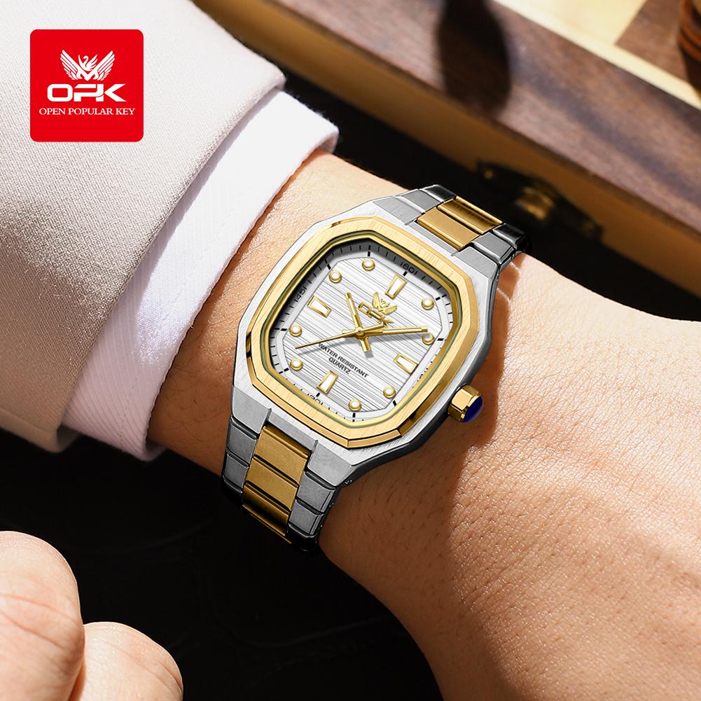 Mens Classic Analog Watch Octagon Square Case Quartz Movement Waterproof Luminous Wrist Watches