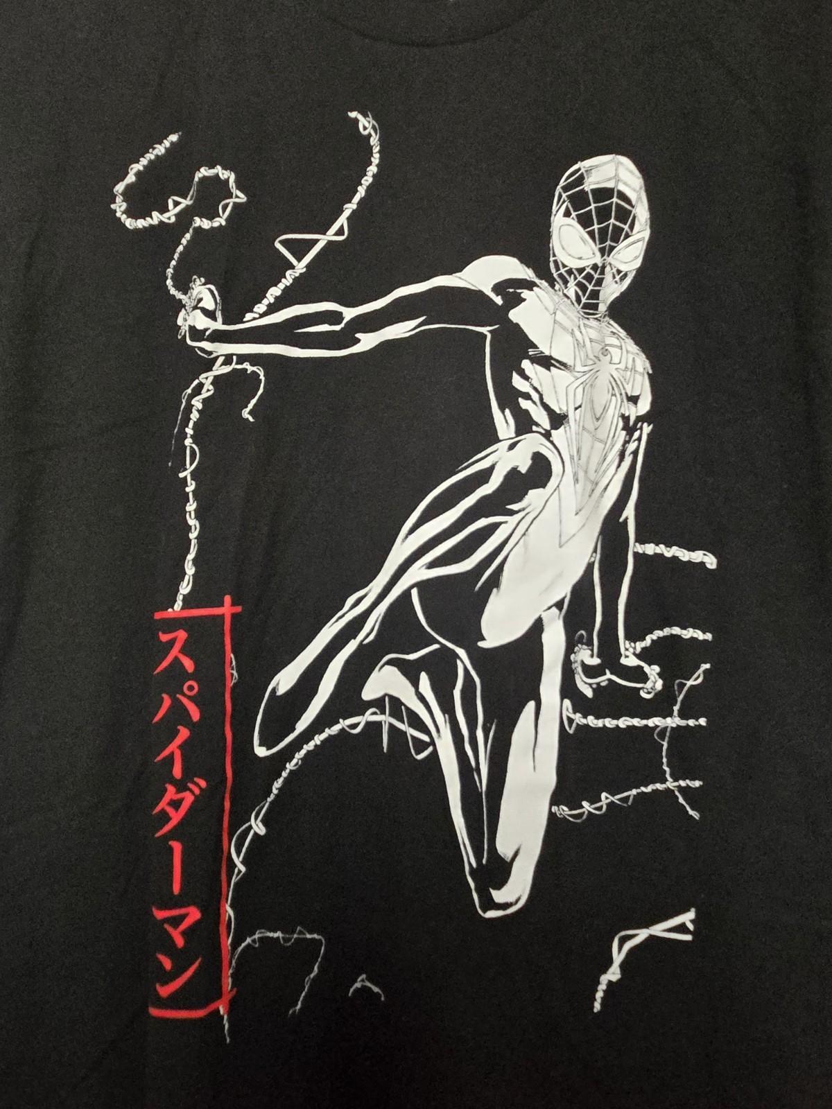 Marvel Official Spiderman Web Kanji Shirt Black White Mens Size Large Unisex T-Shirt XXL