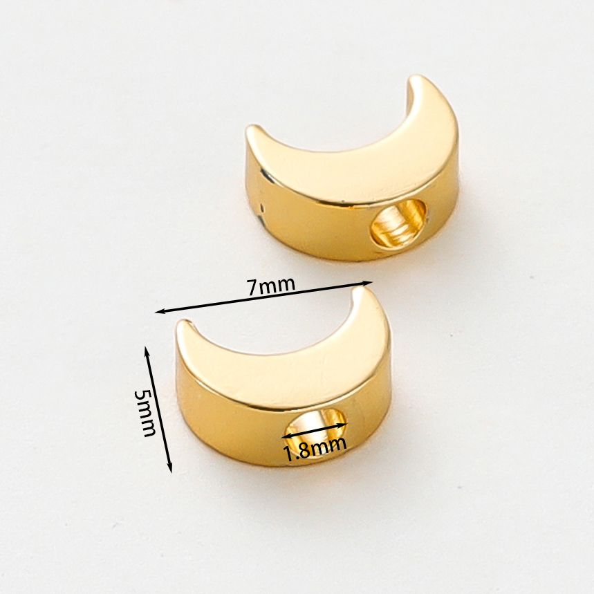 20pcs/bag 14K 18K Gold Color Plated Moon Shape Loose Spacer Beads With Hole For DIY Jewelry Necklace Bracelet Accessories