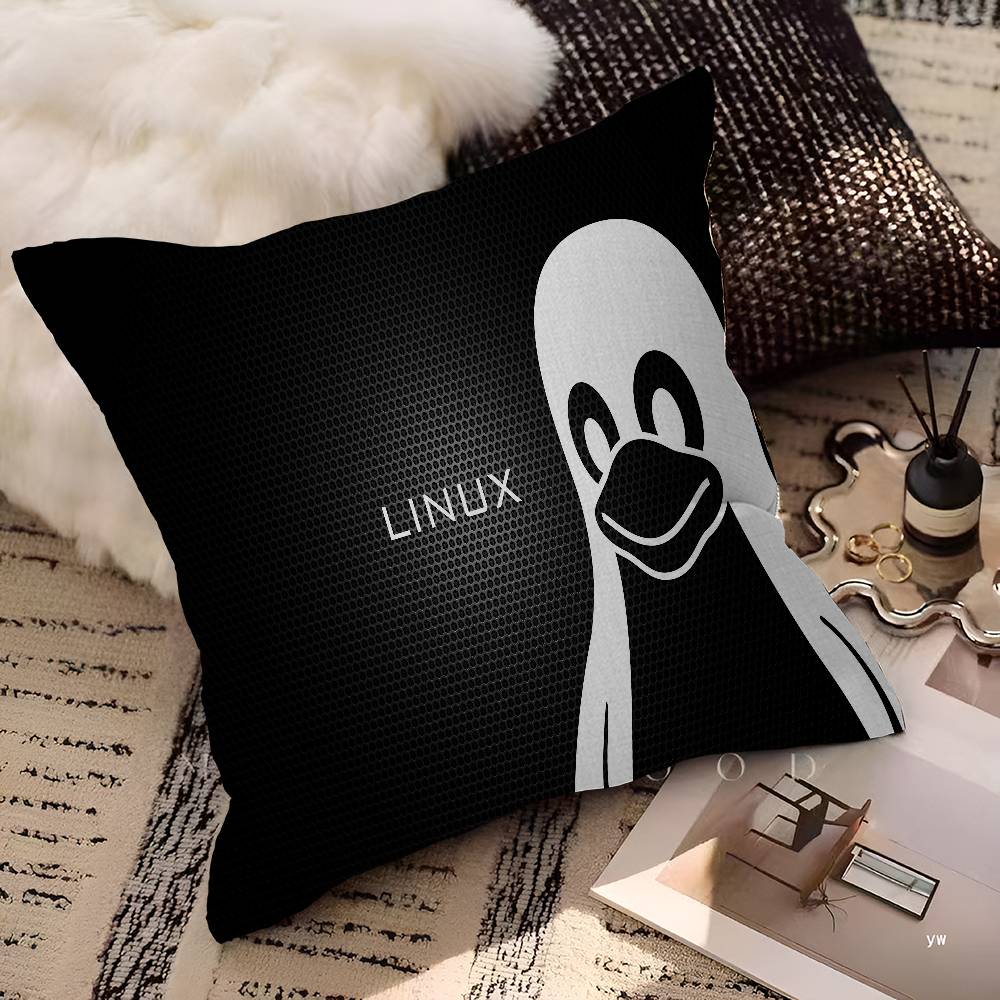 Linux Operating System Tux Penguin Pillow Cover For Bedroom Room And Living Room Sofa Decorative Cushion Cover