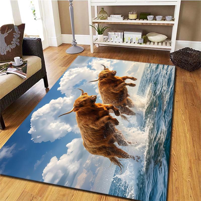 Flying Sunset Animals Pattern Square Carpet,Area Rug,Carpet Rug for Living Room Bedroom Sofa Playroom Decor,Non-slip Floor Mat,Holiday Birthday Gifts