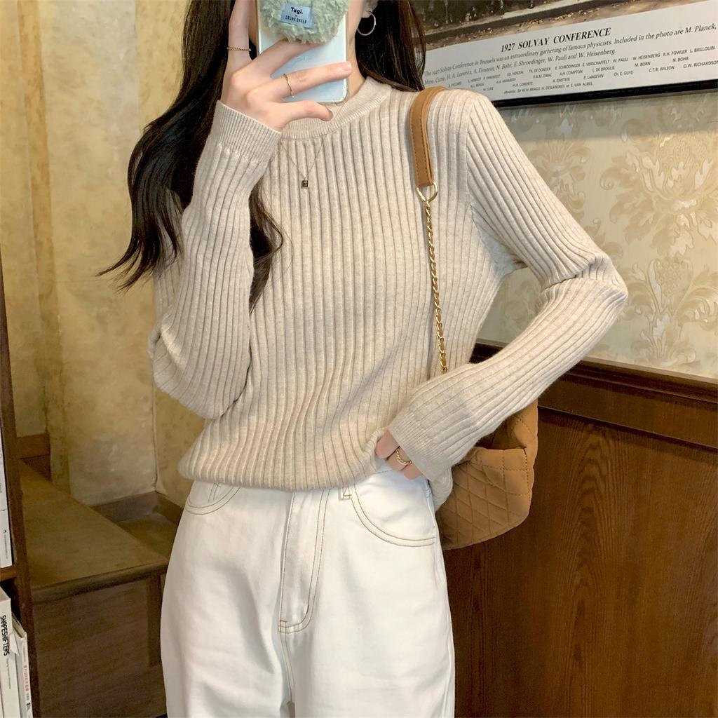 Spring New Niche Chic Pit Strip Knitted Sweater Women's Simple Inner Top Soft Waxy Bottoming Shirt