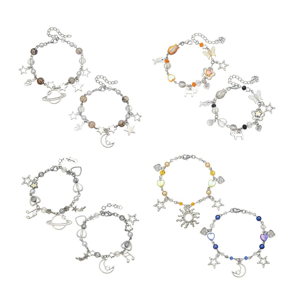 Fashionable Punk Bracelet Fashion Wristband Beaded Bracelet Hollow Star Charm Bracelet Alloy Texture for Daily Party