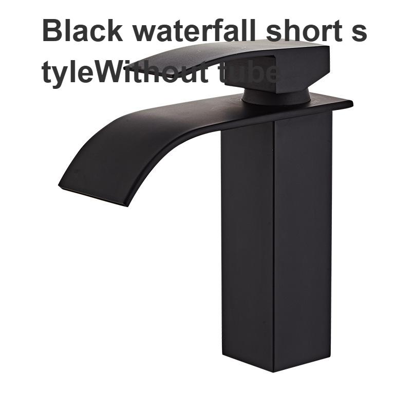 Black Copper Core Waterfall Faucet for Wash Basin Bathroom Toilet Modern Stainless Steel Hot And Cold Mixed Basin Tap