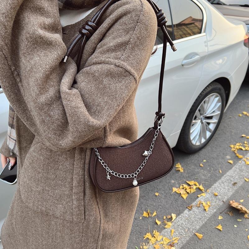 Women's Small Bag 2025 Winter New Exquisite Chain Shoulder Bag Solid Color Casual Simple Messenger Bag