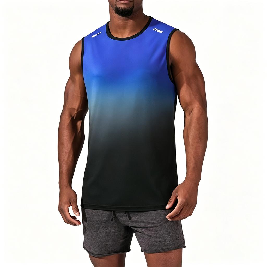 Heren Sport Tanktop Zonder Mouwen Sneldrogend Losse Pasvorm Ademend Hardlopen Fitness Kleurverloop Ontwerp Mouwloos Shirt voor Sportschool Training