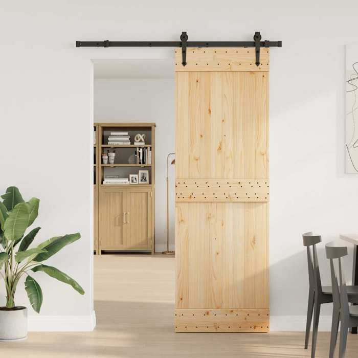 VidaXL Sliding Door and Hardware Kit 70x210 Cm Solid Pine 3332688