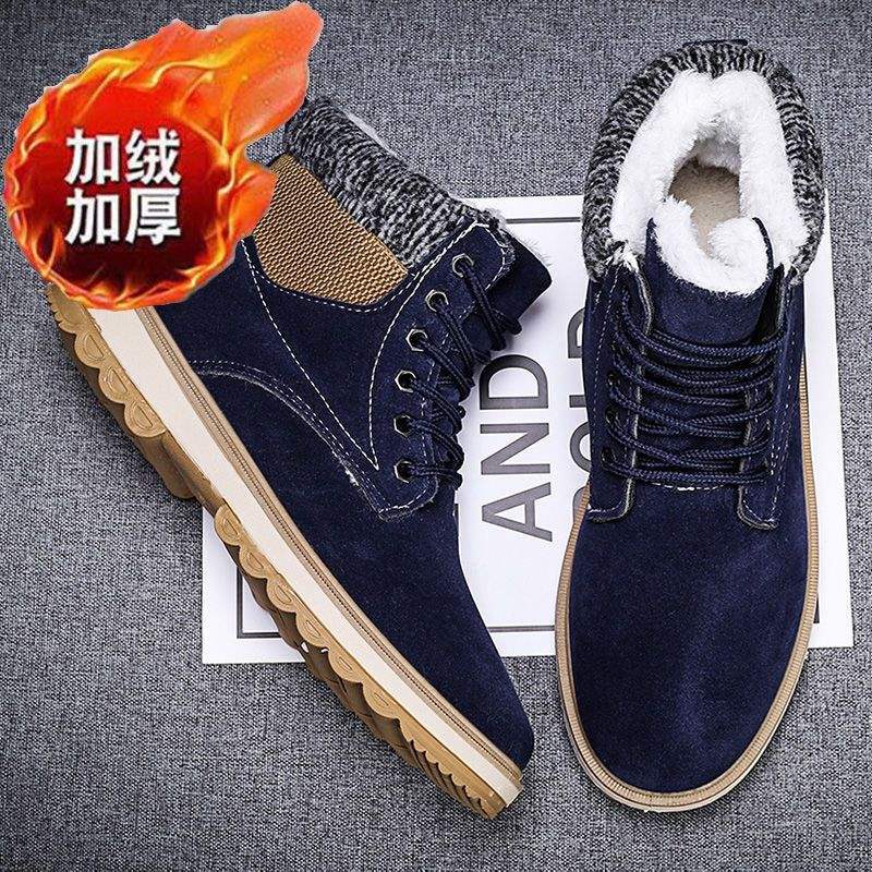 Men's Snow Boots Winter Warm Youth Martin Boots Versatile Non-slip High-top Thickened Velvet Cotton Shoes Short Boots Shoes