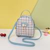Ladies Scottish Plaid Small Backpack Autumn and Winter New Cat Pearl Mobile Phone Small Bag
