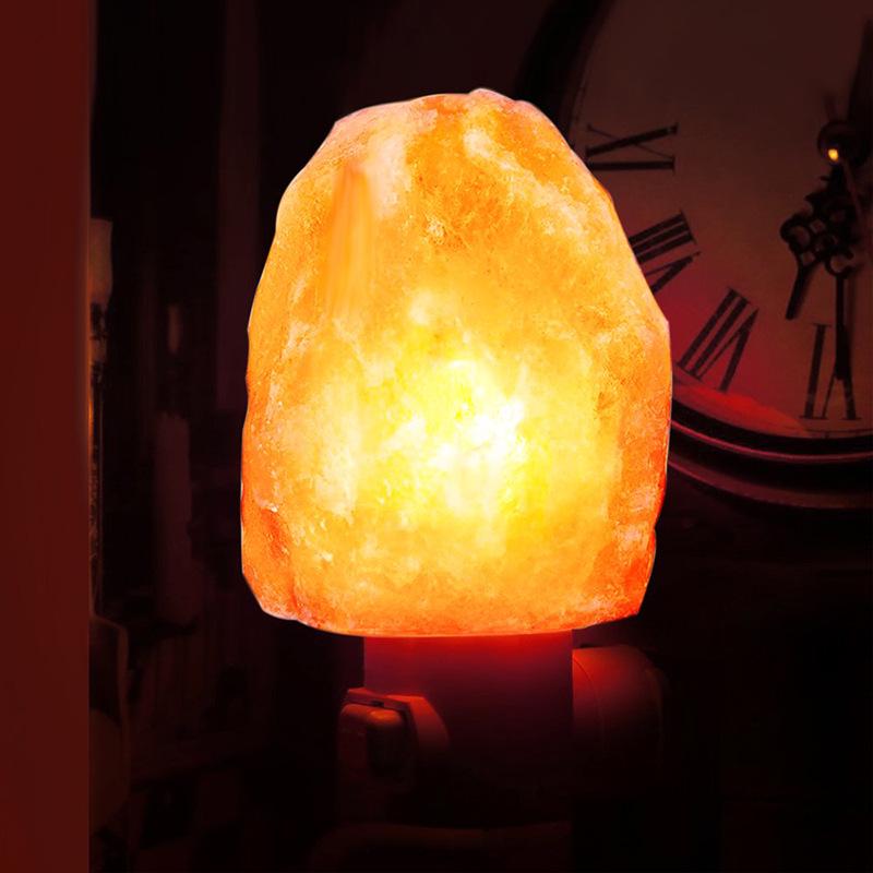 Himalayan Crystal Salt Night Lamp, Natural Carved Shape, Seven-Color Wall Light for Bedroom
