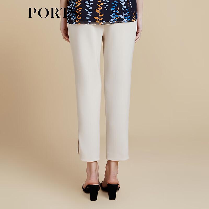 PORTS Women's Oatmeal Gray Slit-Hem Slim Casual Pants