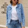 Women Autumn Denim Short Jackets Ladies Winter Single Breasted Long Sleeve Turn-down Collar Jeans Coats