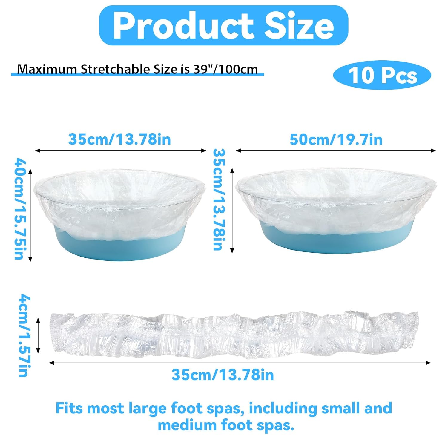 Disposable Foot Tub Liner, 10 Pcs Disposable Pedicure Spa Liners Clear Plastic Disposable Pedicure Bowl Liners Portable Foot Bath Basin Bags for