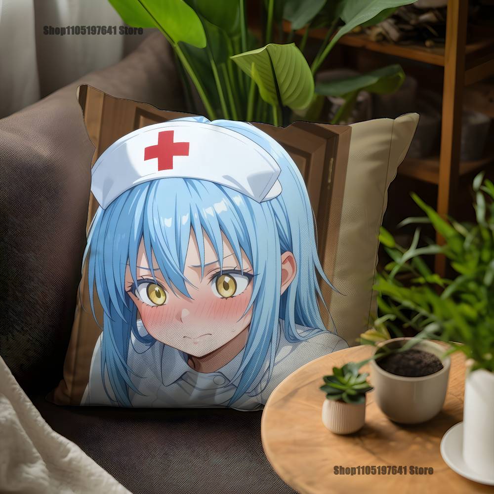T-Tensei Slime R-Rimuru Anime Pillow Case For Sofa Decor Car Office Room Printing Cushion Cover Decorations and Protector
