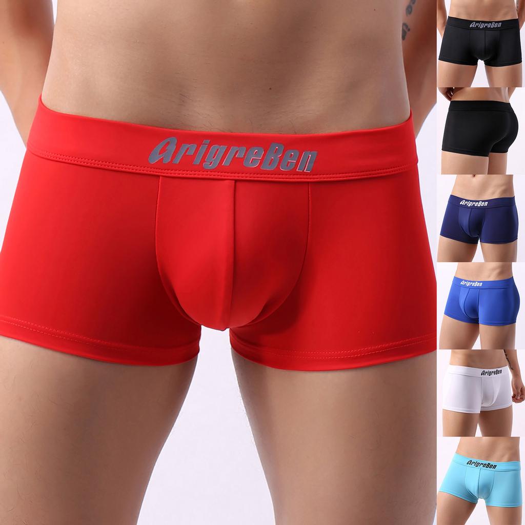 Men's Underwear Swim Trunks Mid-waist Smooth Men's Boxer Swimming Shorts