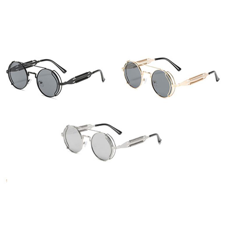 Old Metal Steampunk Flip Sunglasses Flip Men And Women Fashion Round Frames