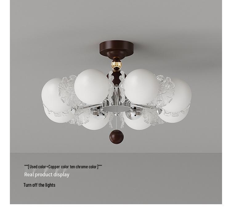 French Luxury Glass Chandelier - Modern Minimalist Lighting for Bedroom or Study