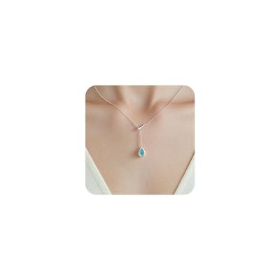Teardrop Pendant Delicate Y Simple and Elegant Jewelry Gift for Women [Tessalyn] Women's Necklace, Necklace, Pendant, Silver,