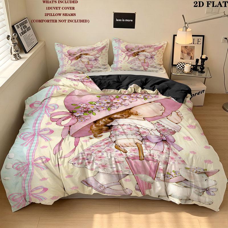 Sarakey Pattern Bedding Quilt Set Quilt Cover Pillowcase Home Birthday Gift(1 * duvet cover + 2 * pillowcase, without core)