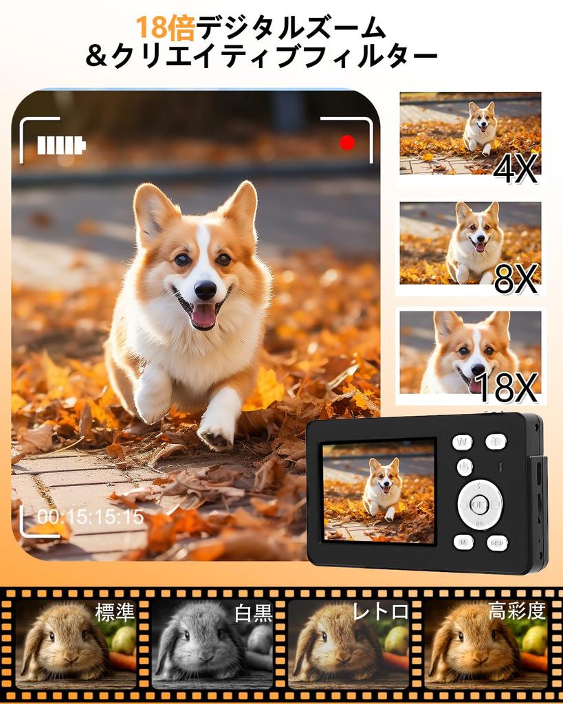Digital Camera Video Dual Includes 32GB Micro SD AF Compact Camera with IPS Large Screen and Rear 18x Image High Japanese Instruction Manual Ideal for