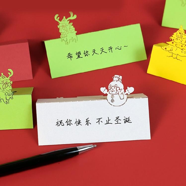 Christmas 3D Paper Carving Art Note Pad Tearable Page for Desk Ornament, Paper Sculpture Notepads with Pencil Holder