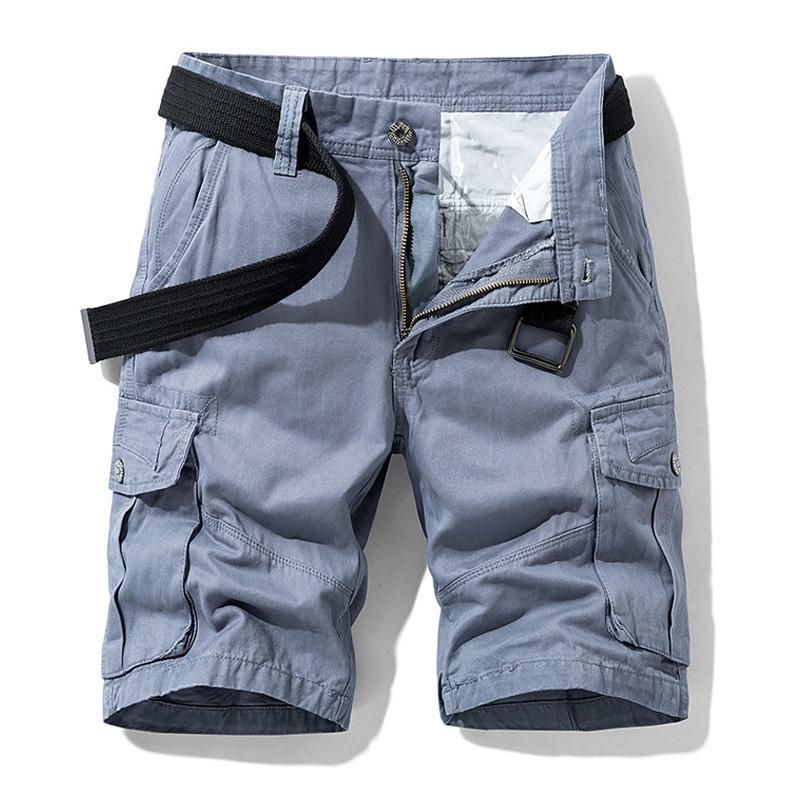 Men's Plus Size Cargo Shorts: Loose-Fit, Mid-Length, Multi-Pocket, Pure Cotton, Breathable, Casual.