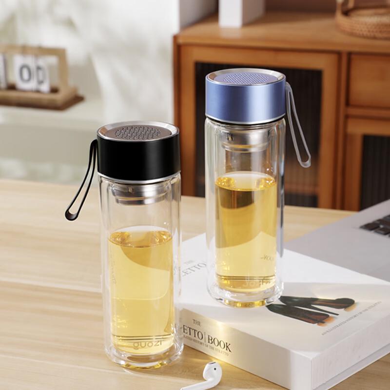 GUOZI Commemorative Double-Wall Glass Water Bottle