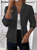 Fall Winter Solid Long Sleeve Knit Zipper Hoodie Jacket Coat for Women