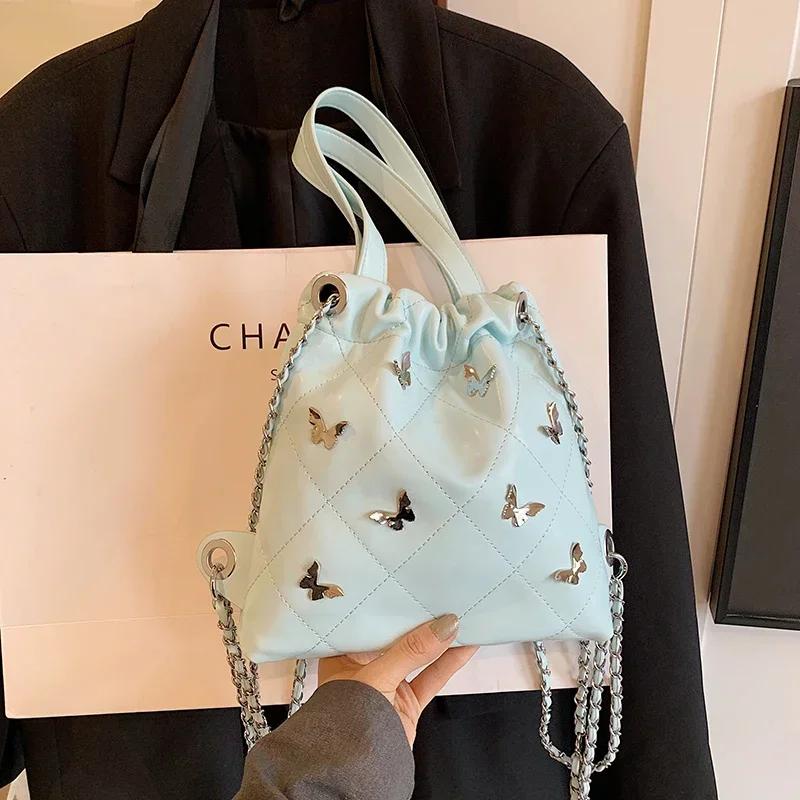 

Water Bucket Chain Backpack For Women Niche Design Bag Luxury Butterfly Bag New Fashion Premium Durable Quality