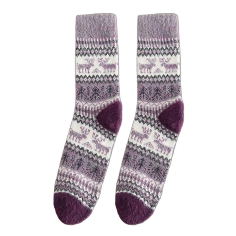 Women Vintage Faux Wool Thick Knitted Socks Winter Warmth Thermal Crew Socks for Everyday Use Cold Season Christmas Gift