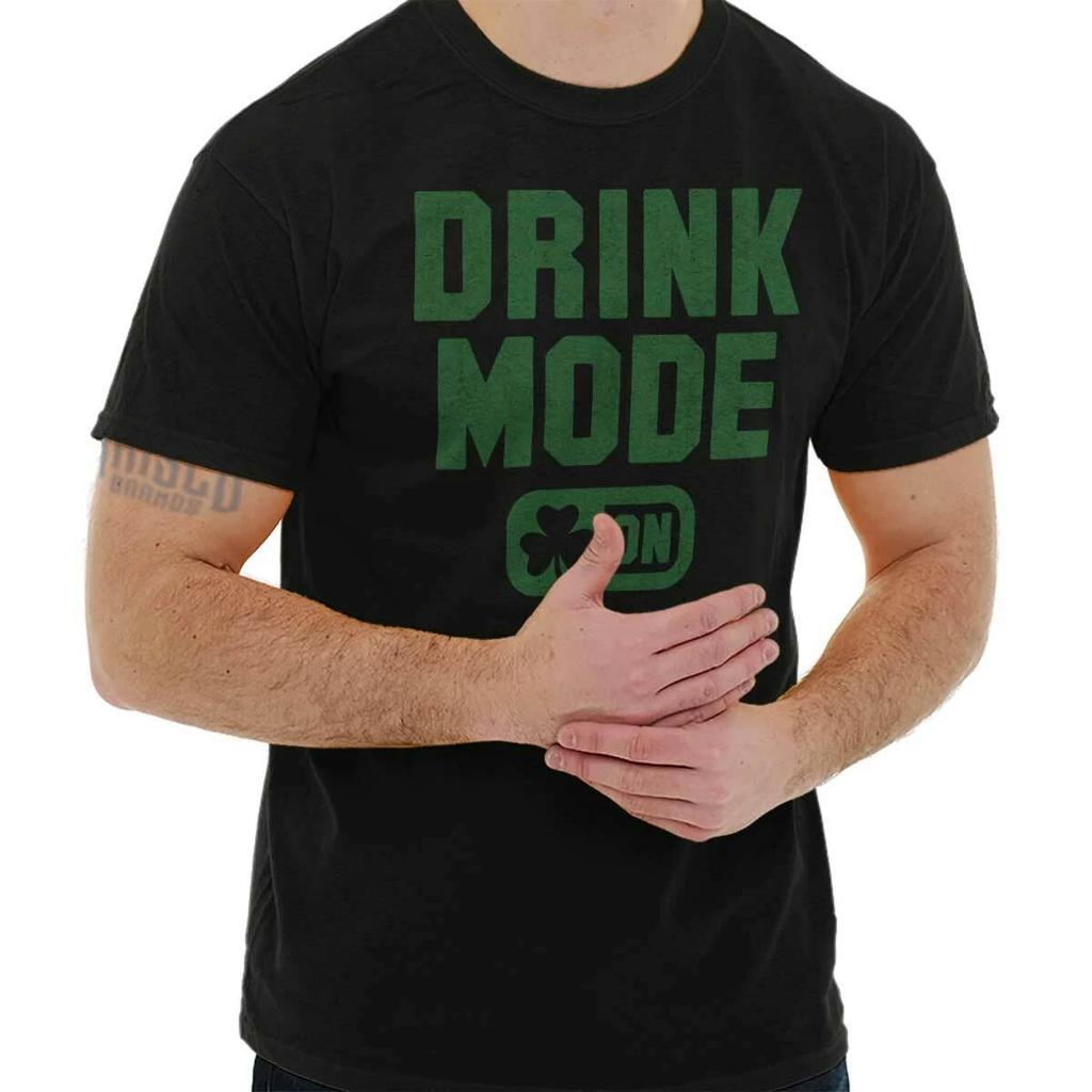 Drink Mode Funny St Patricks Day Slainte Womens or Mens Crewneck T Shirt Tee