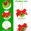 12Pcs Decorative Furry Christmas Green Elf Ball Soft 6cm Green Christmas Balls with Bow and Heart DIY Xmas Tree Pendant Window