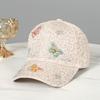New hat comfortable breathable linen baseball cap butterfly diamond outdoor sunshade sun hat cap women