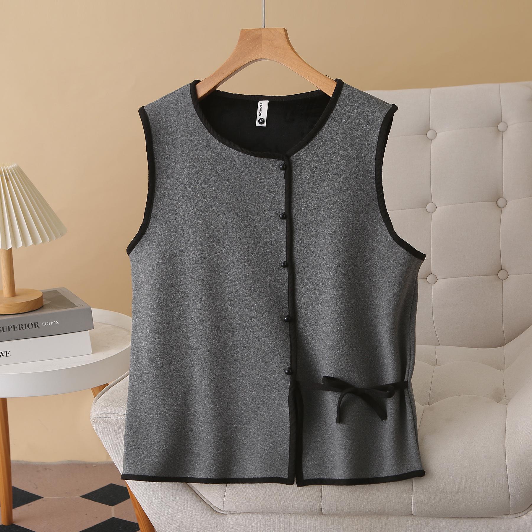 2025 Fall/Winter Plus Size Women s Lace-up Waist Pullover Vest 4XL темно серый