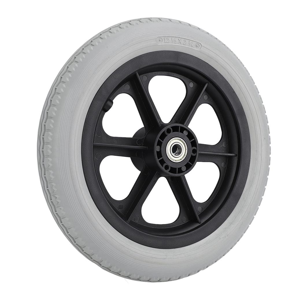 Rollstuhlrolle 12 Zoll Voll-PU-Rad Rutschfest Manuelle Rollstuhl-Ersatzteile Grau
