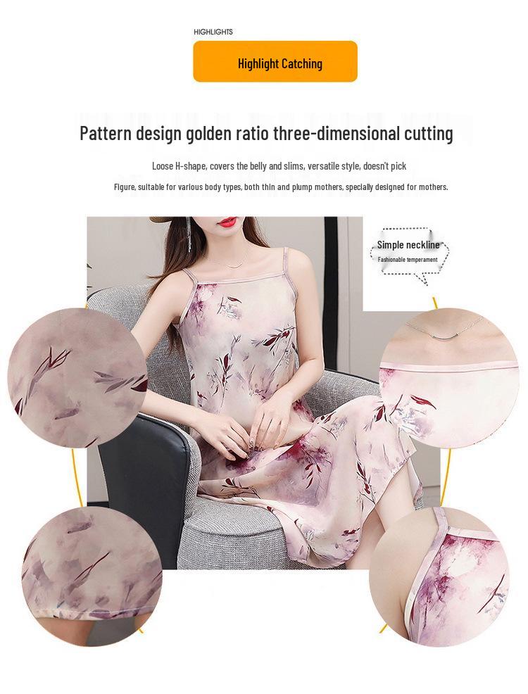 2026 Temperament Slimming Sleeveless Summer Camisole Dress with Print - Fashionable Long Skirt
