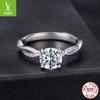 Four-Claw Twist Rope D Color One-Carat Moissanite Ring Wedding Ring Luxury High-End S925 Sterling Silver Ring