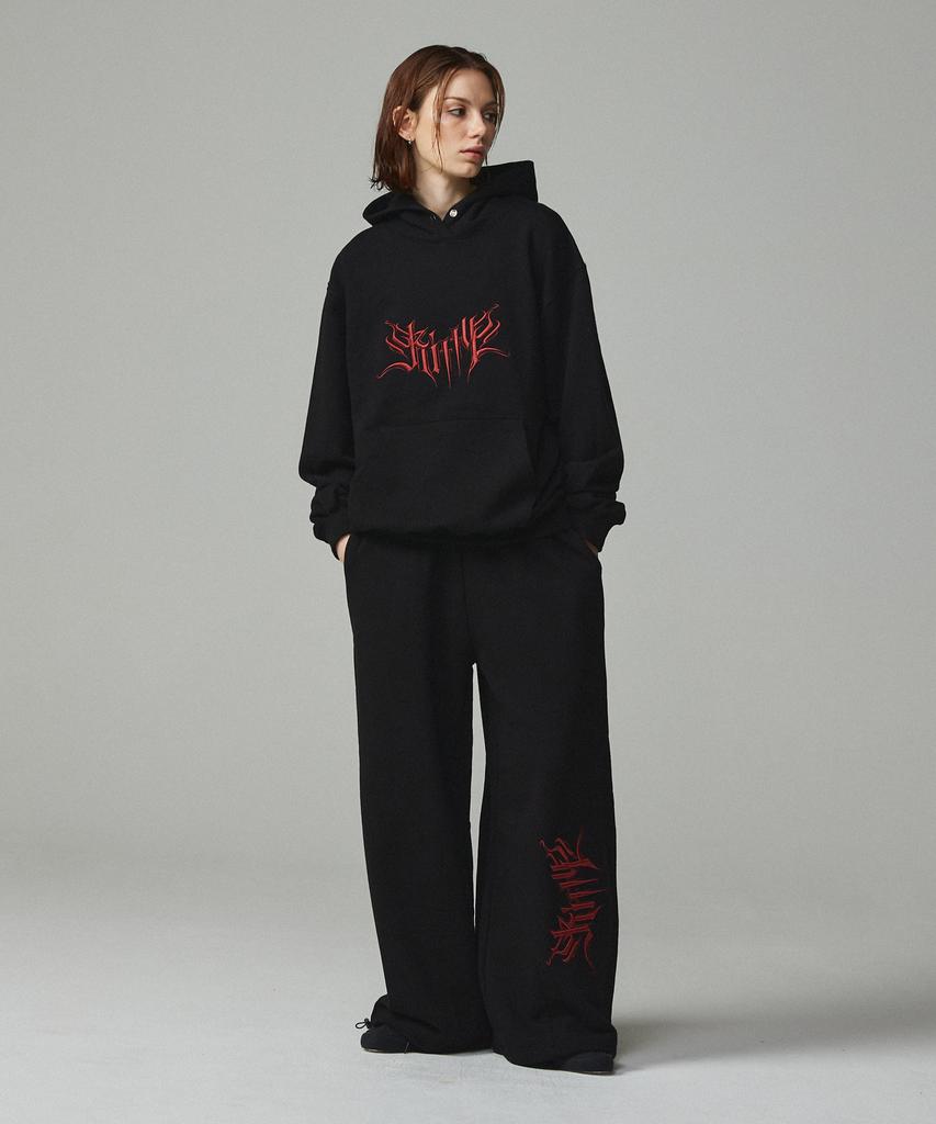 KITTY POTTERY Street Lettering Embroidered Jogger Pants Khaki