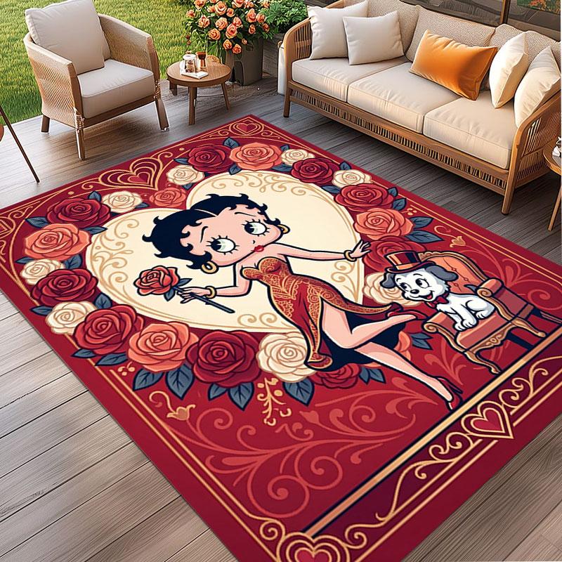 Betty Boop Print Rug, Washable Floor Carpet, For Entryway Dorm Laundry Room Office Study, Home Decor Birthday Christmas Gift