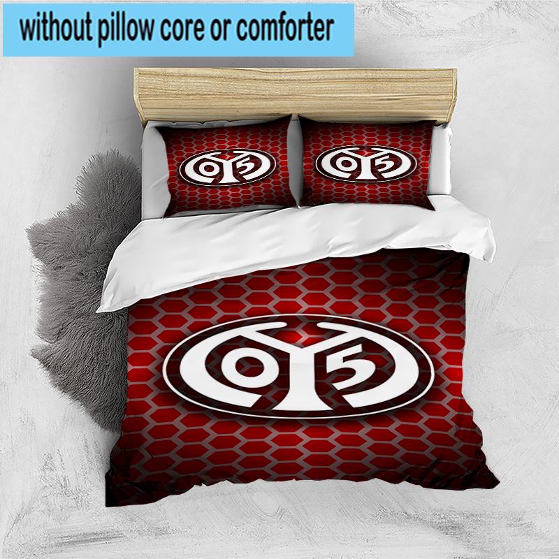 3PCS Red White Mainz Pattern Bedding Set,Including 1pc Duvet Cover And 2pcs Pillowcases Perfect for Bedroom, Dormitory, Fan Christmas Gift